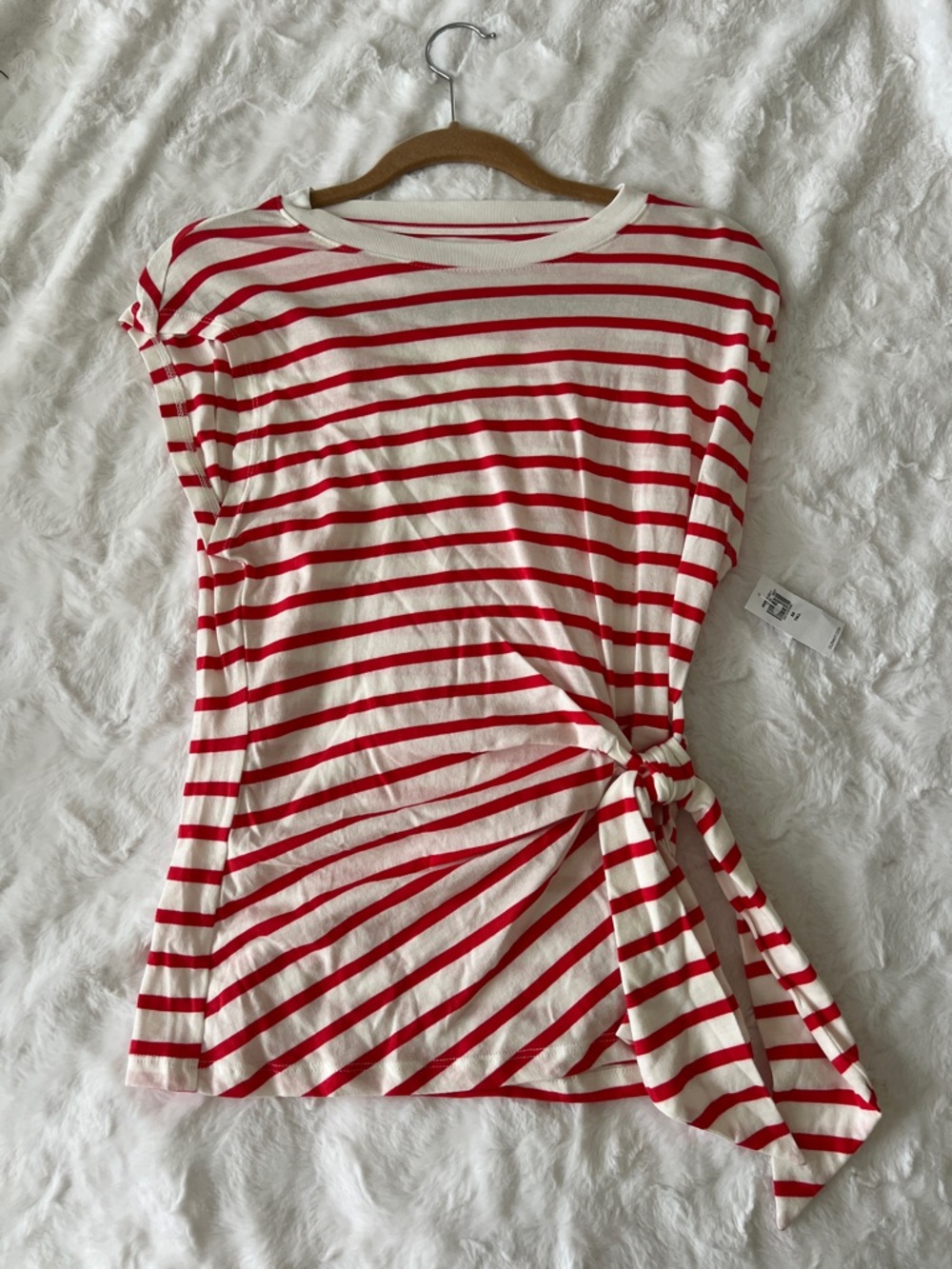 Old Navy Red & White Striped Side-Tie Crop Top